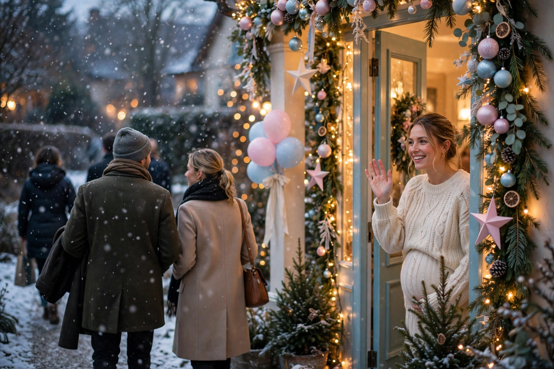Biodegradable snow confetti send-off for the mama-to-be