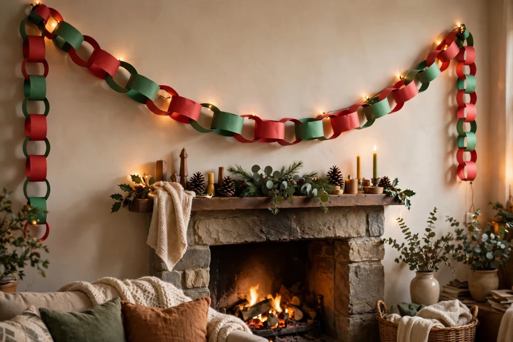 Red and green paper chain Christmas countdown craft for kids