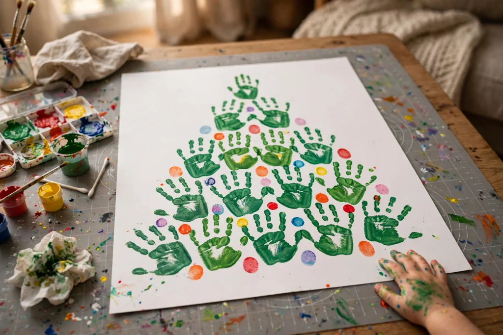 Green handprint Christmas tree craft