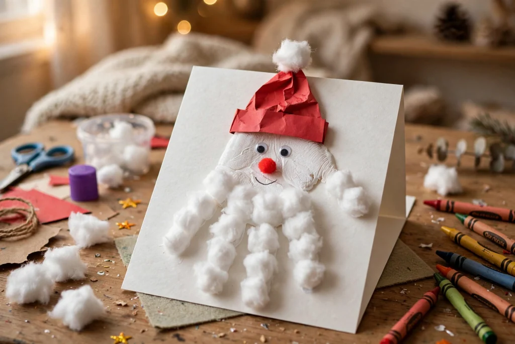Santa handprint Christmas card craft
