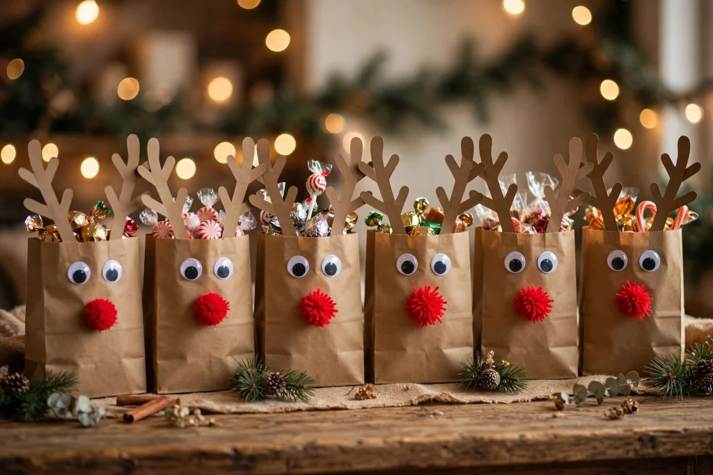 Reindeer goodie bag craft for preschoolers