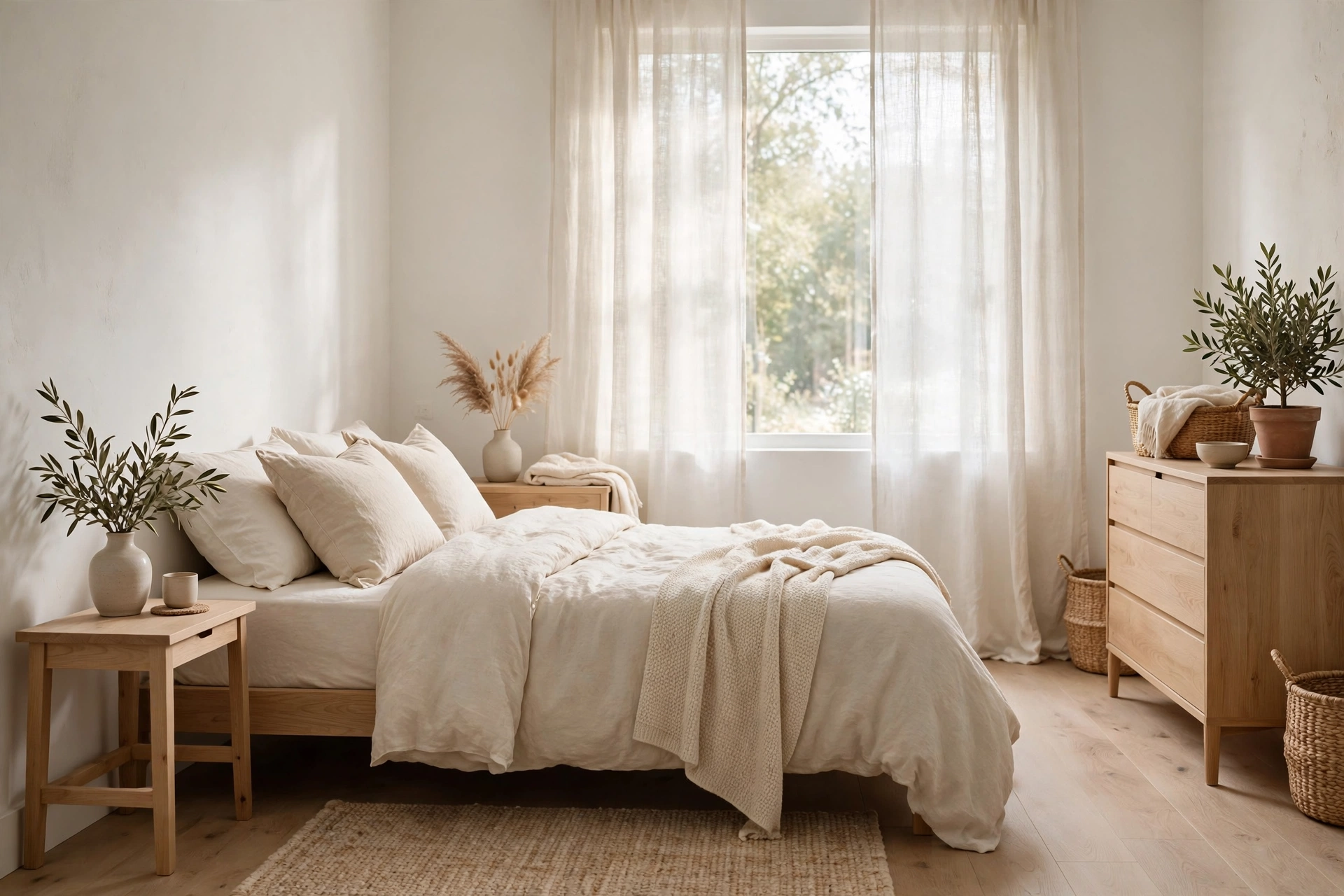 Warm white painted bedroom walls with soft light
