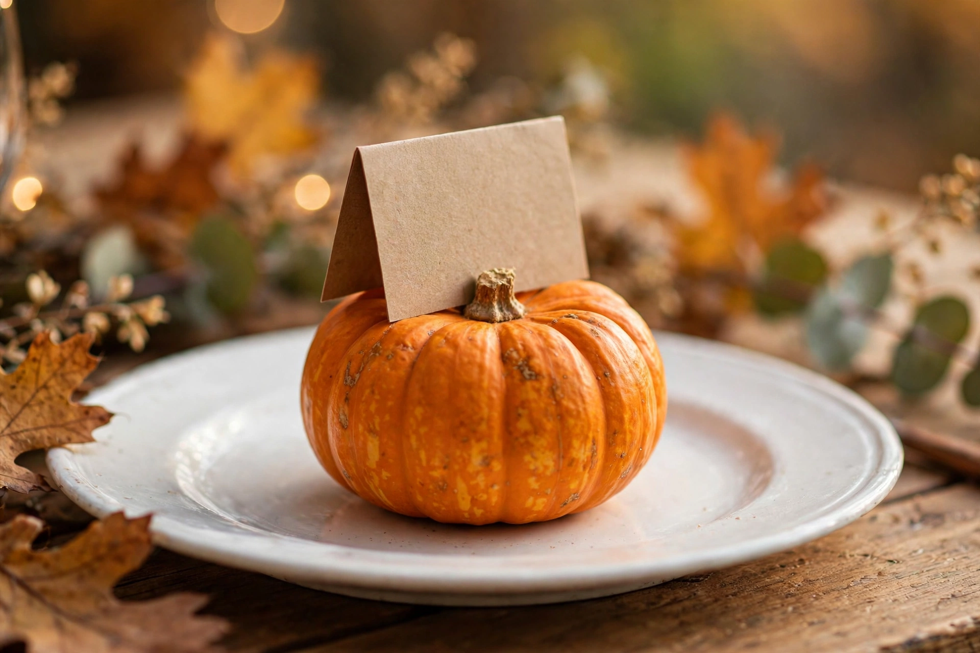 Mini pumpkin place card holders