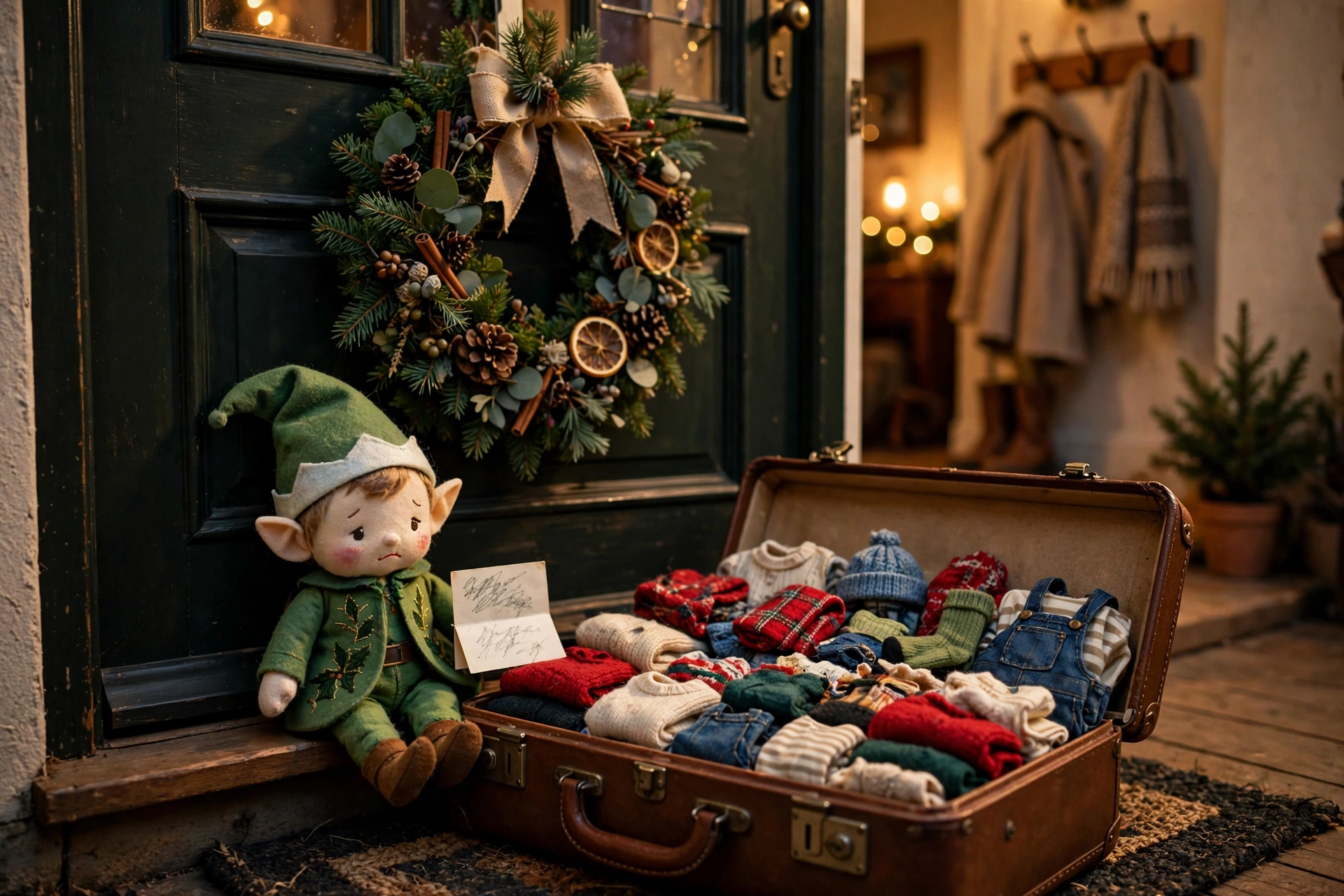 Elf on the Shelf with a goodbye letter on Christmas Eve