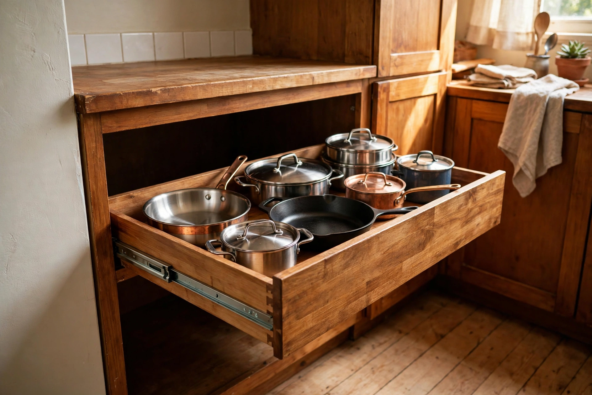 Install Pull-Out Drawers in Deep Cabinets