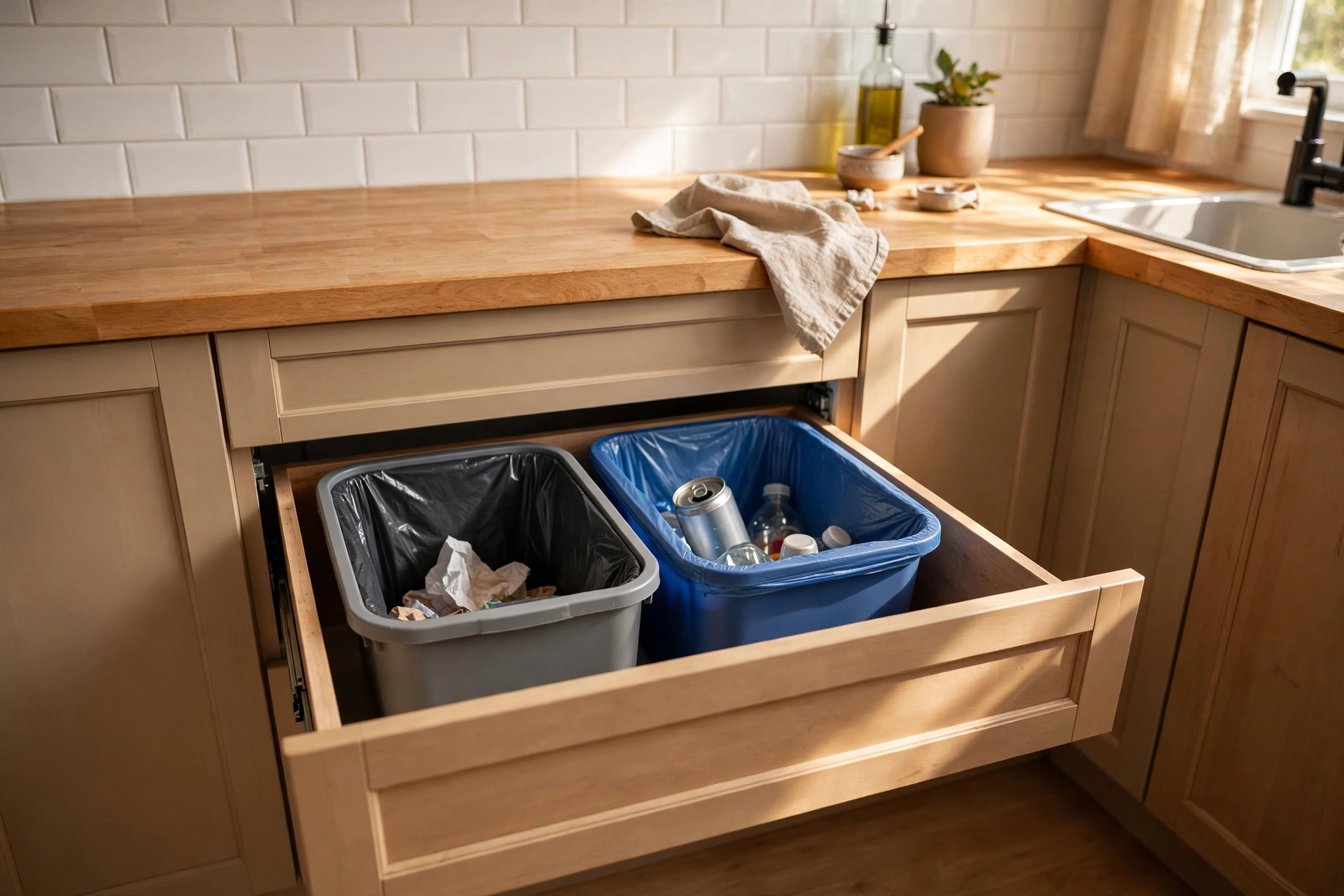 Convert One Cabinet Into a Slide-Out Trash Station