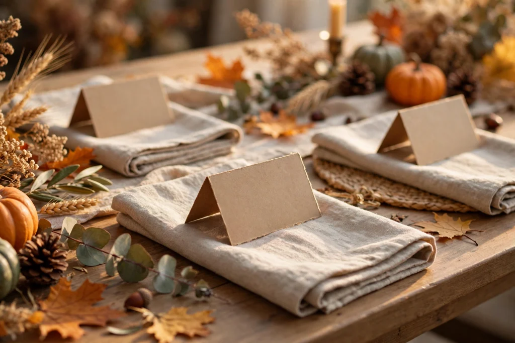 Handwritten place cards — thanksgiving table decor ideas