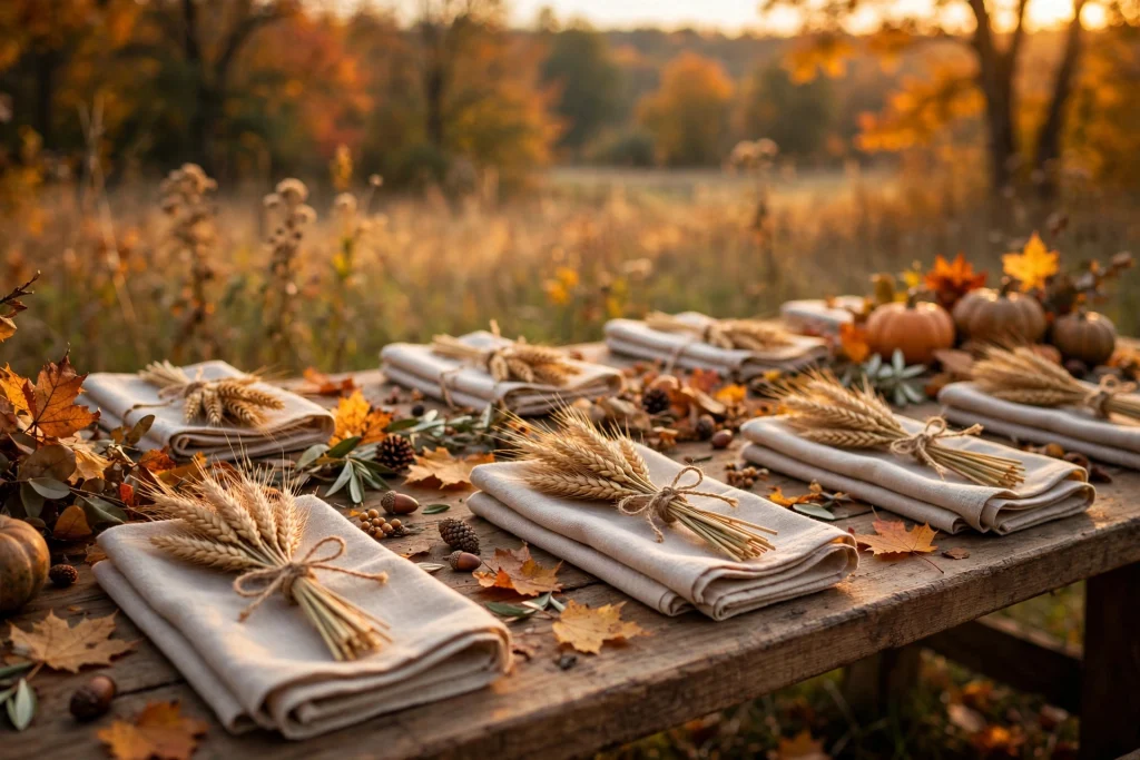 Wheat stalk bundles — thanksgiving table decor ideas